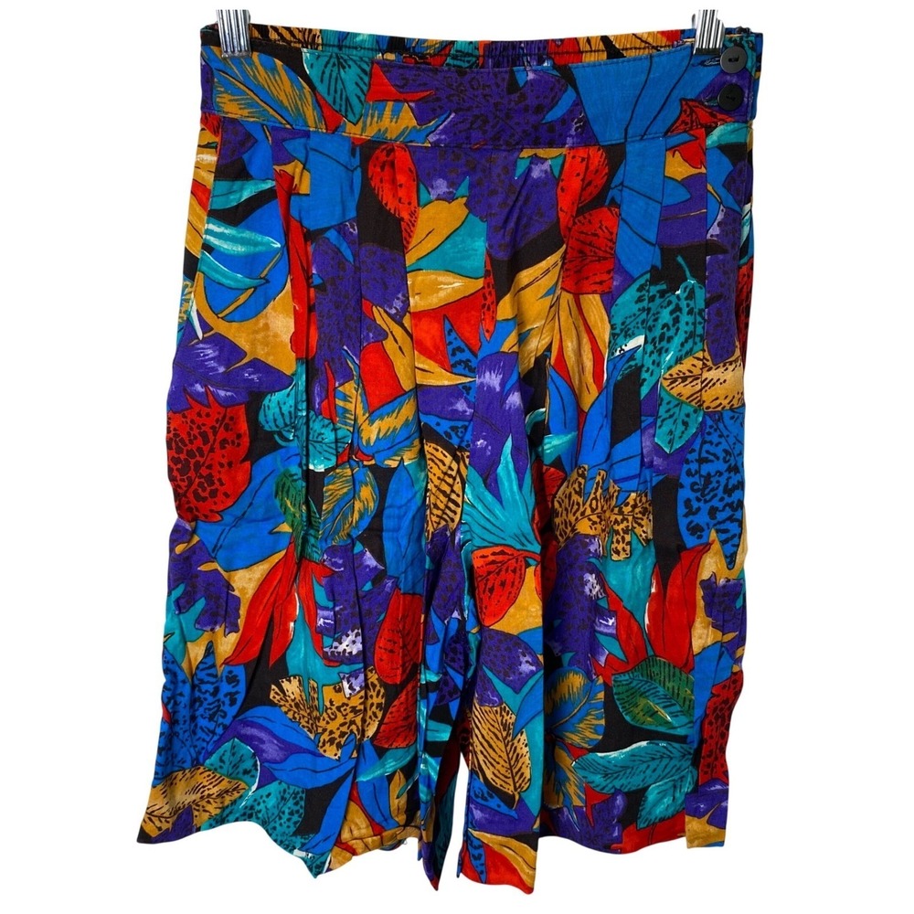 Vintage Bobbie Brooks Shorts Medium Tropical Leopard High Waist Beach Festival